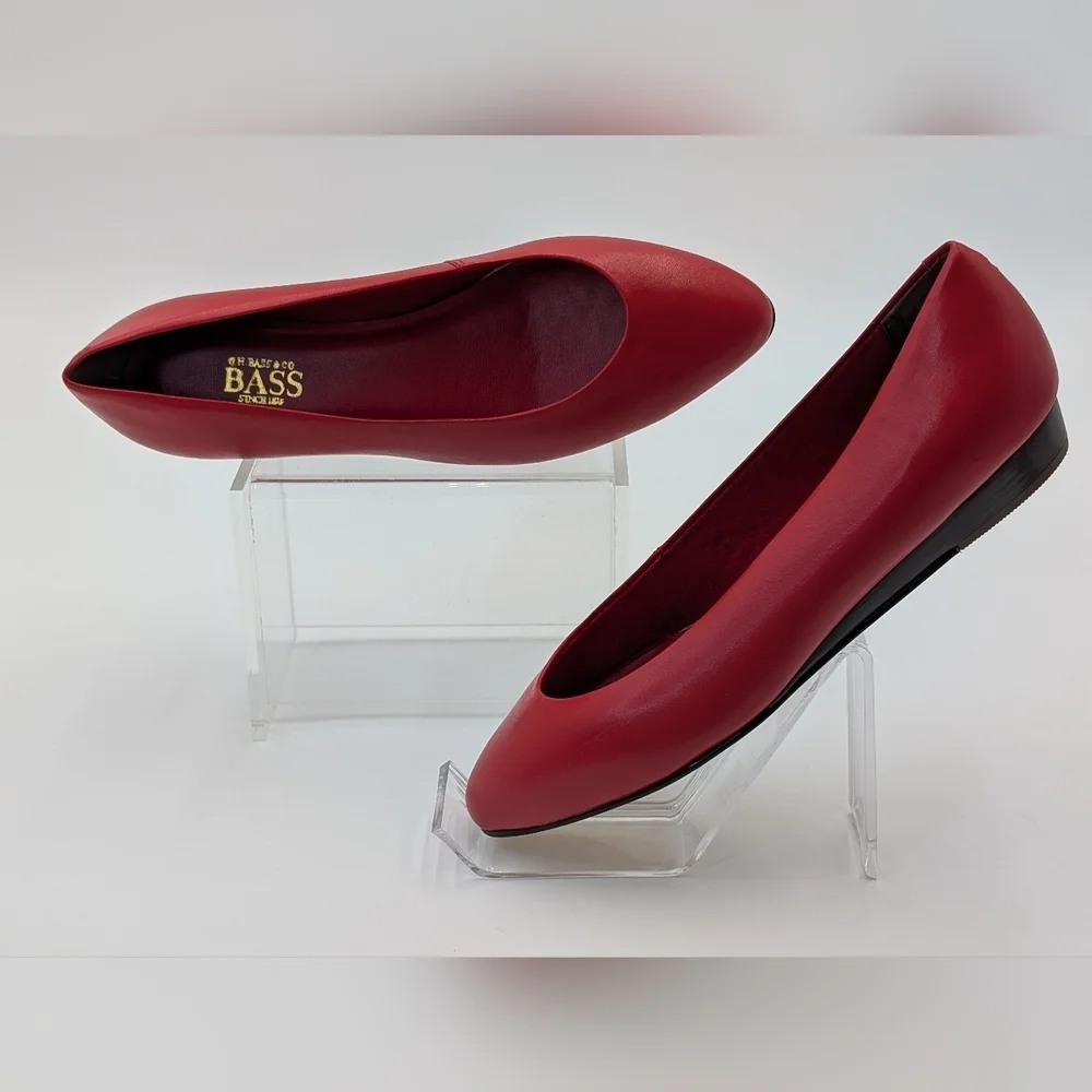 NWOB B.H. Bass & Co. Red Susan Leather Ballet Flats Women Size 7.5 M